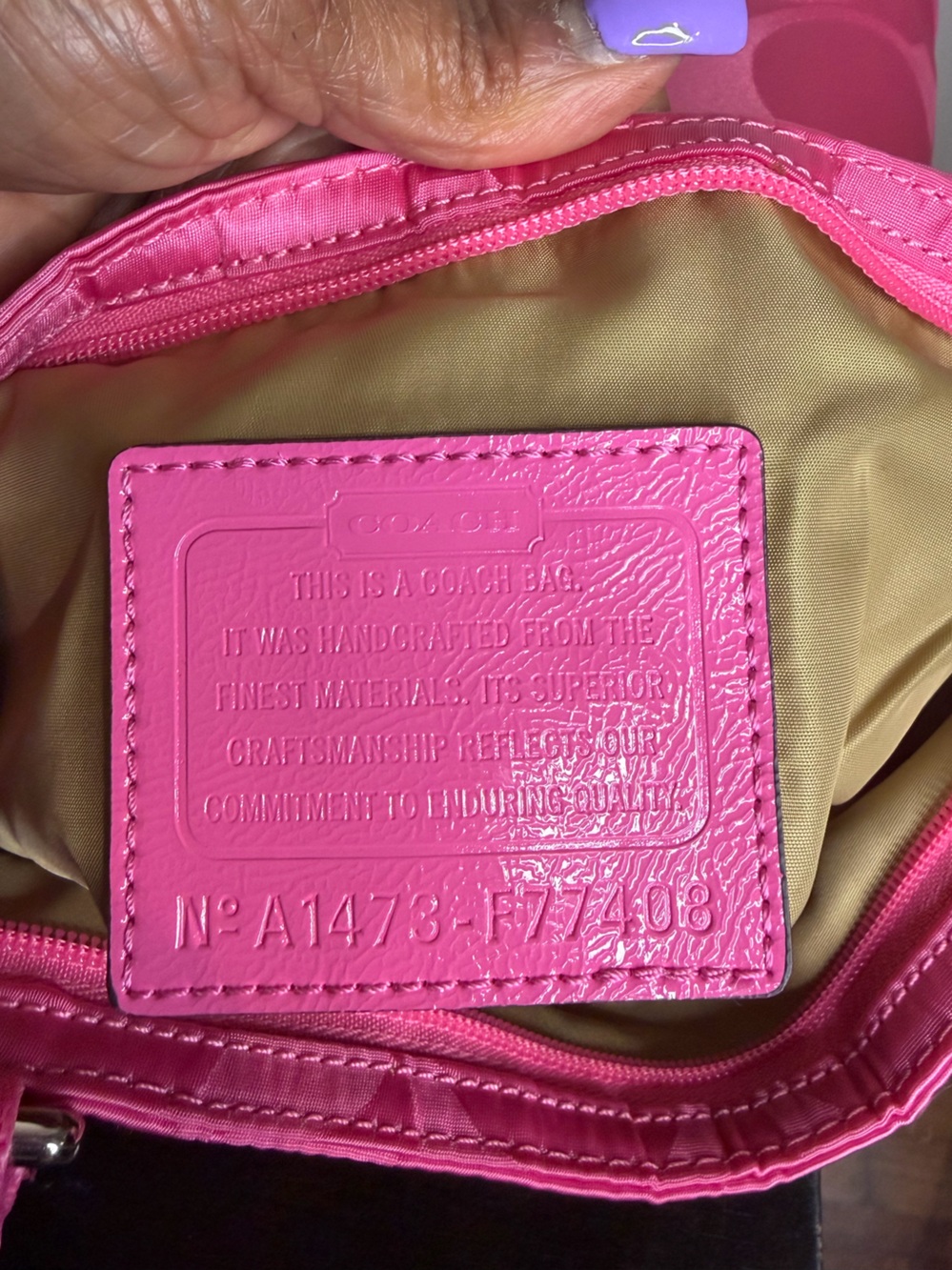 Coach Hot Pink Signature Nylon Crossbody Messenger Bag Y2K - Picture 10 of 15